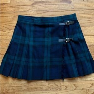 Ralph Lauren Plaid Wool Pleated Mini Skirt